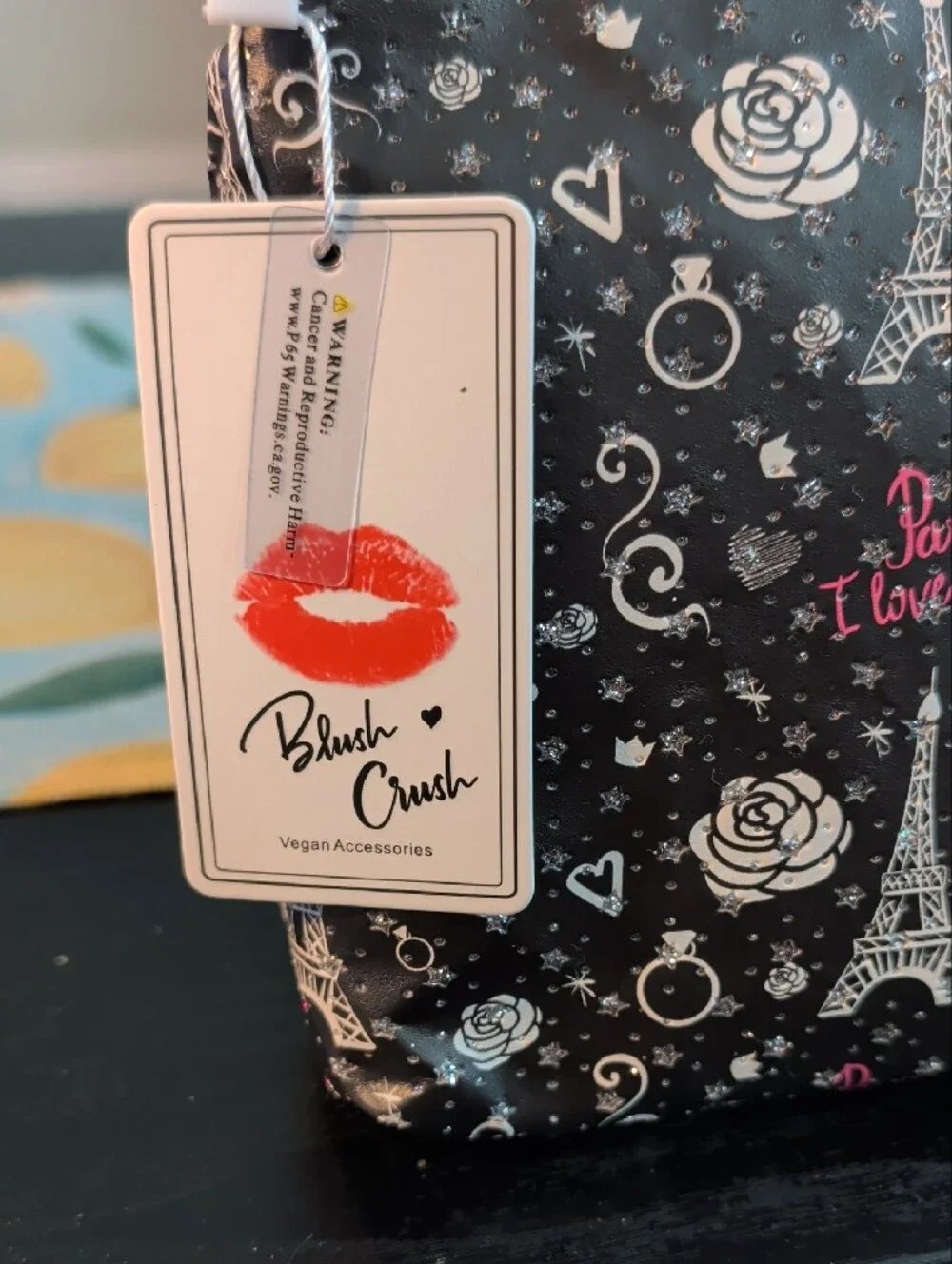 Paris Print Cosmetic Pouch - Black